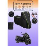 Dokaca Neo Siyah Neon Fitilli Yamaha Tricity 300 Uyumlu Motor Branda, Koruyucu Örtü, Motosiklet Brandası - Siyah-Arka Çanta ve Kilit Uyumsuz