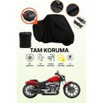 Dokaca Siyah Arka Çanta Uyumlu Harley-Davidson Breakout 117 Uyumlu Motosiklet Brandası, Koruyucu Örtü