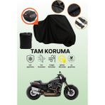 Dokaca Siyah Arka Çanta Uyumlu Harley-Davidson Softail Fat Bob Uyumlu Motosiklet Brandası, Koruyucu Örtü