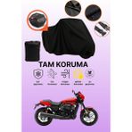 Dokaca Siyah Arka Çanta Uyumlu Harley-Davidson Street Rod Uyumlu Motosiklet Brandası, Koruyucu Örtü