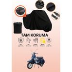 Dokaca Siyah Arka Çanta Uyumlu Vespa Px 200 Uyumlu Motosiklet Brandası, Koruyucu Örtü