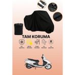 Dokaca Siyah Arora Alfa 110 Uyumlu Motor Branda, Koruyucu Örtü, Motosiklet Brandası - Siyah Arka Çanta ve Kilit Uyumsuz