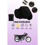 Dokaca Siyah Arora Ar 100-8 Klasik Tel Uyumlu Motor Branda, Koruyucu Örtü, Motosiklet Brandası - Siyah Arka Çanta ve Kilit Uyumsuz