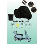 Dokaca Siyah Arora Ar 50 Cappuccino Uyumlu Motor Branda, Koruyucu Örtü, Motosiklet Brandası - Siyah Arka Çanta ve Kilit Uyumsuz
