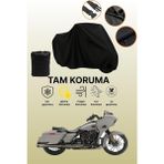 Dokaca Siyah Harley-Davidson Cvo Road Glide Uyumlu Motor Branda, Koruyucu Örtü, Motosiklet Brandası - Siyah Arka Çanta ve Kilit Uyumsuz