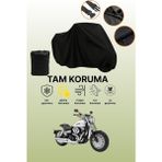Dokaca Siyah Harley-Davidson Dyna Fat Bob Fxdf Uyumlu Motor Branda, Koruyucu Örtü, Motosiklet Brandası - Siyah Arka Çanta ve Kilit Uyumsuz