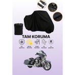 Dokaca Siyah Harley-Davidson Flhx Street Glide Uyumlu Motor Branda, Koruyucu Örtü, Motosiklet Brandası - Siyah Arka Çanta ve Kilit Uyumsuz