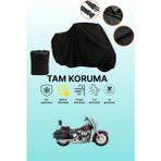 Dokaca Siyah Harley-Davidson Heritage Softail Classic Flstcı Uyumlu Motosiklet Brandası, Koruyucu Örtü - Siyah Arka Çanta ve Kilit Uyumsuz