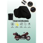 Dokaca Siyah Harley-Davidson Road Glide Ultra Uyumlu Motor Branda, Koruyucu Örtü, Motosiklet Brandası - Siyah Arka Çanta ve Kilit Uyumsuz