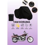 Dokaca Siyah Harley-Davidson Softail Custom Fxstc Uyumlu Motor Branda, Koruyucu Örtü, Motosiklet Brandası - Siyah Arka Çanta ve Kilit Uyumsuz
