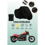 Dokaca Siyah Harley-Davidson Softail Fxdr 114 Uyumlu Motor Branda, Koruyucu Örtü, Motosiklet Brandası - Siyah Arka Çanta ve Kilit Uyumsuz