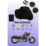 Dokaca Siyah Harley-Davidson Softail Slim Fls Uyumlu Motor Branda, Koruyucu Örtü, Motosiklet Brandası - Siyah Arka Çanta ve Kilit Uyumsuz