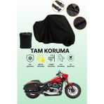 Dokaca Siyah Harley-Davidson Softail Sport Glide Uyumlu Motor Branda, Koruyucu Örtü, Motosiklet Brandası - Siyah Arka Çanta ve Kilit Uyumsuz