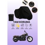 Dokaca Siyah Harley-Davidson Softail Street Bob Uyumlu Motor Branda, Koruyucu Örtü, Motosiklet Brandası - Siyah Arka Çanta ve Kilit Uyumsuz