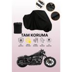 Dokaca Siyah Harley-Davidson Sportster Iron 883 Uyumlu Motor Branda, Koruyucu Örtü, Motosiklet Brandası - Siyah Arka Çanta ve Kilit Uyumsuz