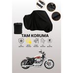 Dokaca Siyah Harley-Davidson Sportster Superlow XL883L Uyumlu Motosiklet Brandası, Koruyucu Örtü - Siyah Arka Çanta ve Kilit Uyumsuz