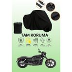 Dokaca Siyah Harley-Davidson Street 750 Uyumlu Motor Branda, Koruyucu Örtü, Motosiklet Brandası - Siyah Arka Çanta ve Kilit Uyumsuz