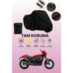 Dokaca Siyah Harley-Davidson Street Rod Uyumlu Motor Branda, Koruyucu Örtü, Motosiklet Brandası - Siyah Arka Çanta ve Kilit Uyumsuz