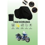 Dokaca Siyah Harley-Davidson Ultra Classic Electra Glide Flhtcuı Uyumlu Motosiklet Brandası, Koruyucu Örtü - Siyah Arka Çanta ve Kilit Uyumsuz