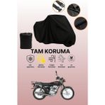 Dokaca Siyah Kanuni Breton 125 Uyumlu Motor Branda, Koruyucu Örtü, Motosiklet Brandası - Siyah Arka Çanta ve Kilit Uyumsuz