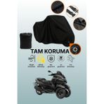 Dokaca Siyah Kilit Uyumlu Yamaha Tricity 300 Uyumlu Motosiklet Brandası, Koruyucu Örtü