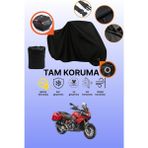 Dokaca Siyah Kilit ve Arka Çanta Uyumlu Aprilia Caponord 1200 Abs Travel Pack Uyumlu Motor Brandası - Siyah Arka Çanta ve Kilit Uyumlu