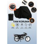 Dokaca Siyah Kilit ve Arka Çanta Uyumlu Arora Ar 100-8 Klasik Tel Uyumlu Motosiklet Brandası, Koruyucu Örtü - Siyah Arka Çanta ve Kilit Uyumlu