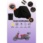 Dokaca Siyah Kilit ve Arka Çanta Uyumlu Arora Mojito 50 Uyumlu Motosiklet Brandası, Koruyucu Örtü - Siyah Arka Çanta ve Kilit Uyumlu
