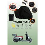 Dokaca Siyah Kilit ve Arka Çanta Uyumlu Arora Mojito Pro S Uyumlu Motosiklet Brandası, Koruyucu Örtü - Siyah Arka Çanta ve Kilit Uyumlu