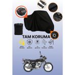 Dokaca Siyah Kilit ve Arka Çanta Uyumlu Kanuni Breton 125 Uyumlu Motosiklet Brandası, Koruyucu Örtü - Siyah Arka Çanta ve Kilit Uyumlu