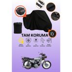 Dokaca Siyah Kilit ve Arka Çanta Uyumlu Kuba Çita 150R Uyumlu Motosiklet Brandası, Koruyucu Örtü - Siyah Arka Çanta ve Kilit Uyumlu