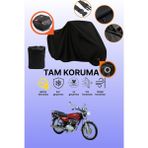 Dokaca Siyah Kilit ve Arka Çanta Uyumlu Kuba Çita 180R Uyumlu Motosiklet Brandası, Koruyucu Örtü - Siyah Arka Çanta ve Kilit Uyumlu