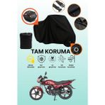 Dokaca Siyah Kilit ve Arka Çanta Uyumlu Mondial 125 Superboy I Uyumlu Motosiklet Brandası, Koruyucu Örtü - Siyah Arka Çanta ve Kilit Uyumlu