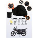 Dokaca Siyah Kilit ve Arka Çanta Uyumlu Mondial 150 Mg Superboy x Uyumlu Motosiklet Brandası, Koruyucu Örtü - Siyah Arka Çanta ve Kilit Uyumlu