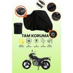 Dokaca Siyah Kilit ve Arka Çanta Uyumlu Mondial Vulture I-E Uyumlu Motosiklet Brandası, Koruyucu Örtü - Siyah Arka Çanta ve Kilit Uyumlu