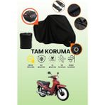 Dokaca Siyah Kilit ve Arka Çanta Uyumlu Yamaha Crypton Uyumlu Motosiklet Brandası, Koruyucu Örtü - Siyah Arka Çanta ve Kilit Uyumlu