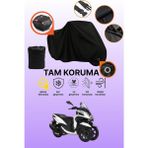 Dokaca Siyah Kilit ve Arka Çanta Uyumlu Yamaha Tricity 125 Uyumlu Motosiklet Brandası, Koruyucu Örtü - Siyah Arka Çanta ve Kilit Uyumlu