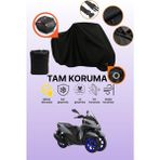 Dokaca Siyah Kilit ve Arka Çanta Uyumlu Yamaha Tricity 155 Uyumlu Motosiklet Brandası, Koruyucu Örtü - Siyah Arka Çanta ve Kilit Uyumlu