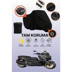 Dokaca Siyah Kilit ve Arka Çanta Uyumlu Yamaha X-Max 250 Tech Max Uyumlu Motosiklet Brandası, Koruyucu Örtü - Siyah Arka Çanta ve Kilit Uyumlu