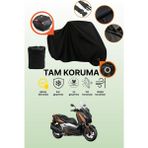 Dokaca Siyah Kilit ve Arka Çanta Uyumlu Yamaha X-Max 300 Abs Uyumlu Motosiklet Brandası, Koruyucu Örtü - Siyah Arka Çanta ve Kilit Uyumlu