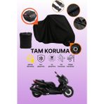 Dokaca Siyah Kilit ve Arka Çanta Uyumlu Yamaha X-Max 300 Iron Max Abs Uyumlu Motor Brandası Koruyucu Örtü - Siyah Arka Çanta ve Kilit Uyumlu