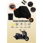 Dokaca Siyah Kilit ve Arka Çanta Uyumlu Yamaha X-Max 400 Abs Uyumlu Motosiklet Brandası, Koruyucu Örtü - Siyah Arka Çanta ve Kilit Uyumlu