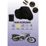 Dokaca Siyah Kuba Çita 125 Uyumlu Motor Branda, Koruyucu Örtü, Motosiklet Brandası - Siyah Arka Çanta ve Kilit Uyumsuz