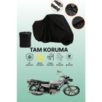 Dokaca Siyah Kuba Çita 180-FC Uyumlu Motor Branda, Koruyucu Örtü, Motosiklet Brandası - Siyah Arka Çanta ve Kilit Uyumsuz
