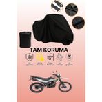 Dokaca Siyah Mondial X-Treme Moto Cross Uyumlu Motor Branda, Koruyucu Örtü, Motosiklet Brandası - Siyah Arka Çanta ve Kilit Uyumsuz
