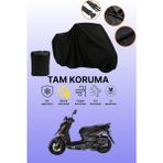 Dokaca Siyah Sym Crox 125 Uyumlu Motor Branda, Koruyucu Örtü, Motosiklet Brandası - Siyah Arka Çanta ve Kilit Uyumsuz