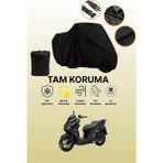 Dokaca Siyah Sym Jet 14 Evo 200 Plus Uyumlu Motor Branda, Koruyucu Örtü, Motosiklet Brandası - Siyah Arka Çanta ve Kilit Uyumsuz