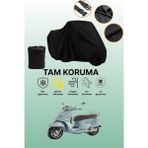 Dokaca Siyah Vespa Gts 125 Abs Uyumlu Motor Branda, Koruyucu Örtü, Motosiklet Brandası - Siyah Arka Çanta ve Kilit Uyumsuz