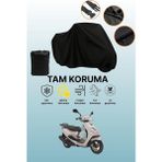 Dokaca Siyah Yamaha Cygnus L Uyumlu Motor Branda, Koruyucu Örtü, Motosiklet Brandası - Siyah Arka Çanta ve Kilit Uyumsuz