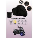 Dokaca Siyah Yamaha Tricity 155 Uyumlu Motor Branda, Koruyucu Örtü, Motosiklet Brandası - Siyah Arka Çanta ve Kilit Uyumsuz